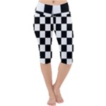 Chess Board Background Design Lightweight Velour Cropped Yoga Leggings