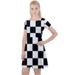 Chess Board Background Design Cap Sleeve Velour Dress 