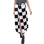 Chess Board Background Design Velour Split Maxi Skirt