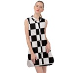 Chess Board Background Design Sleeveless Shirt Dress