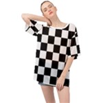 Chess Board Background Design Oversized Chiffon Top