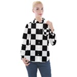 Chess Board Background Design Women s Long Sleeve Pocket Shirt