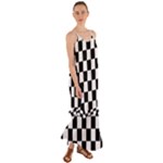 Chess Board Background Design Cami Maxi Ruffle Chiffon Dress