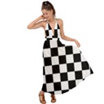 Chess Board Background Design Backless Maxi Beach Dress