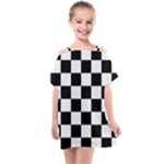 Chess Board Background Design Kids  One Piece Chiffon Dress