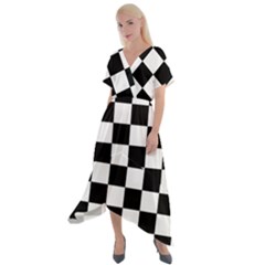 Cross Front Sharkbite Hem Maxi Dress 