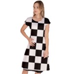 Chess Board Background Design Classic Short Sleeve Dress