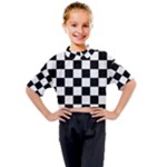 Chess Board Background Design Kids Mock Neck T-Shirt