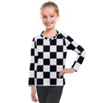 Chess Board Background Design Kids  Long Mesh T-Shirt