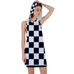 Chess Board Background Design Racer Back Hoodie Dress