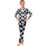 Chess Board Background Design Kids  Satin Long Sleeve Pajamas Set