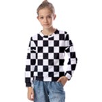 Chess Board Background Design Kids  Long Sleeve T-Shirt with Frill 