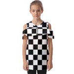 Chess Board Background Design Fold Over Open Sleeve Top