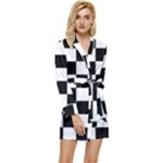 Chess Board Background Design Long Sleeve Satin Robe