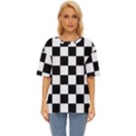 Chess Board Background Design Oversized Basic T-Shirt