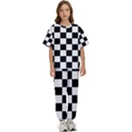 Chess Board Background Design Kids  T-Shirt and Pants Sports Set