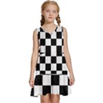 Chess Board Background Design Kids  Sleeveless Tiered Mini Dress