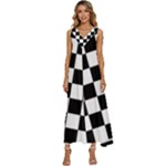 Chess Board Background Design V-Neck Sleeveless Loose Fit Overalls