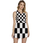 Chess Board Background Design Sleeveless High Waist Mini Dress