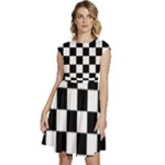 Chess Board Background Design Cap Sleeve High Waist Dress