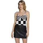Chess Board Background Design Flowy Camisole Tie Up Top