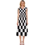 Chess Board Background Design V-Neck Drawstring Shoulder Sleeveless Maxi Dress