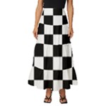 Chess Board Background Design Tiered Ruffle Maxi Skirt
