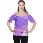 Hand Drawn Abstract Organic Shapes Background Cutout Shoulder T-Shirt