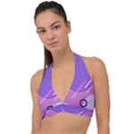Hand Drawn Abstract Organic Shapes Background Halter Plunge Bikini Top
