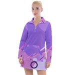 Hand Drawn Abstract Organic Shapes Background Women s Long Sleeve Casual Dress