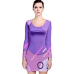 Hand Drawn Abstract Organic Shapes Background Long Sleeve Velvet Bodycon Dress