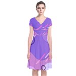 Hand Drawn Abstract Organic Shapes Background Short Sleeve Front Wrap Dress
