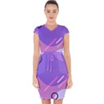 Hand Drawn Abstract Organic Shapes Background Capsleeve Drawstring Dress 