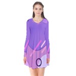 Hand Drawn Abstract Organic Shapes Background Long Sleeve V-neck Flare Dress