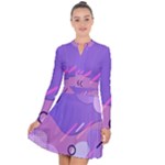 Hand Drawn Abstract Organic Shapes Background Long Sleeve Panel Dress