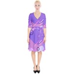 Hand Drawn Abstract Organic Shapes Background Wrap Up Cocktail Dress