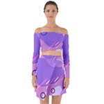 Hand Drawn Abstract Organic Shapes Background Off Shoulder Top with Skirt Set