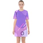 Hand Drawn Abstract Organic Shapes Background Sixties Short Sleeve Mini Dress