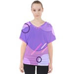 Hand Drawn Abstract Organic Shapes Background V-Neck Dolman Drape Top