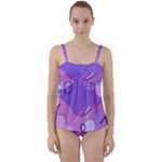 Hand Drawn Abstract Organic Shapes Background Twist Front Tankini Set