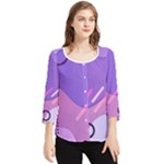 Hand Drawn Abstract Organic Shapes Background Chiffon Quarter Sleeve Blouse