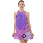 Hand Drawn Abstract Organic Shapes Background Halter Tie Back Chiffon Dress