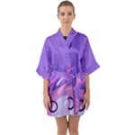 Hand Drawn Abstract Organic Shapes Background Half Sleeve Satin Kimono 