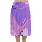 Hand Drawn Abstract Organic Shapes Background Velvet Flared Midi Skirt