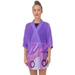 Hand Drawn Abstract Organic Shapes Background Half Sleeve Chiffon Kimono