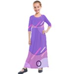 Hand Drawn Abstract Organic Shapes Background Kids  Quarter Sleeve Maxi Dress