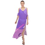 Hand Drawn Abstract Organic Shapes Background Maxi Chiffon Cover Up Dress
