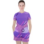 Hand Drawn Abstract Organic Shapes Background Women s T-Shirt and Shorts Set