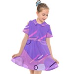Hand Drawn Abstract Organic Shapes Background Kids  Short Sleeve Shirt Dress