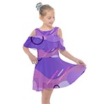Hand Drawn Abstract Organic Shapes Background Kids  Shoulder Cutout Chiffon Dress